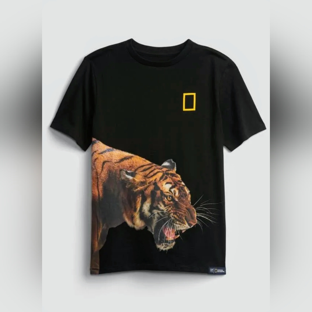 Black T-Shirt with Tiger Print